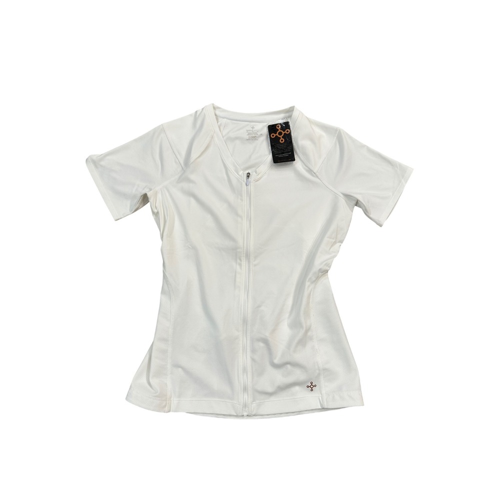 Tommie Copper Womens Performance‎ Short Sleeve Full Zip Athletic Shirt White XL